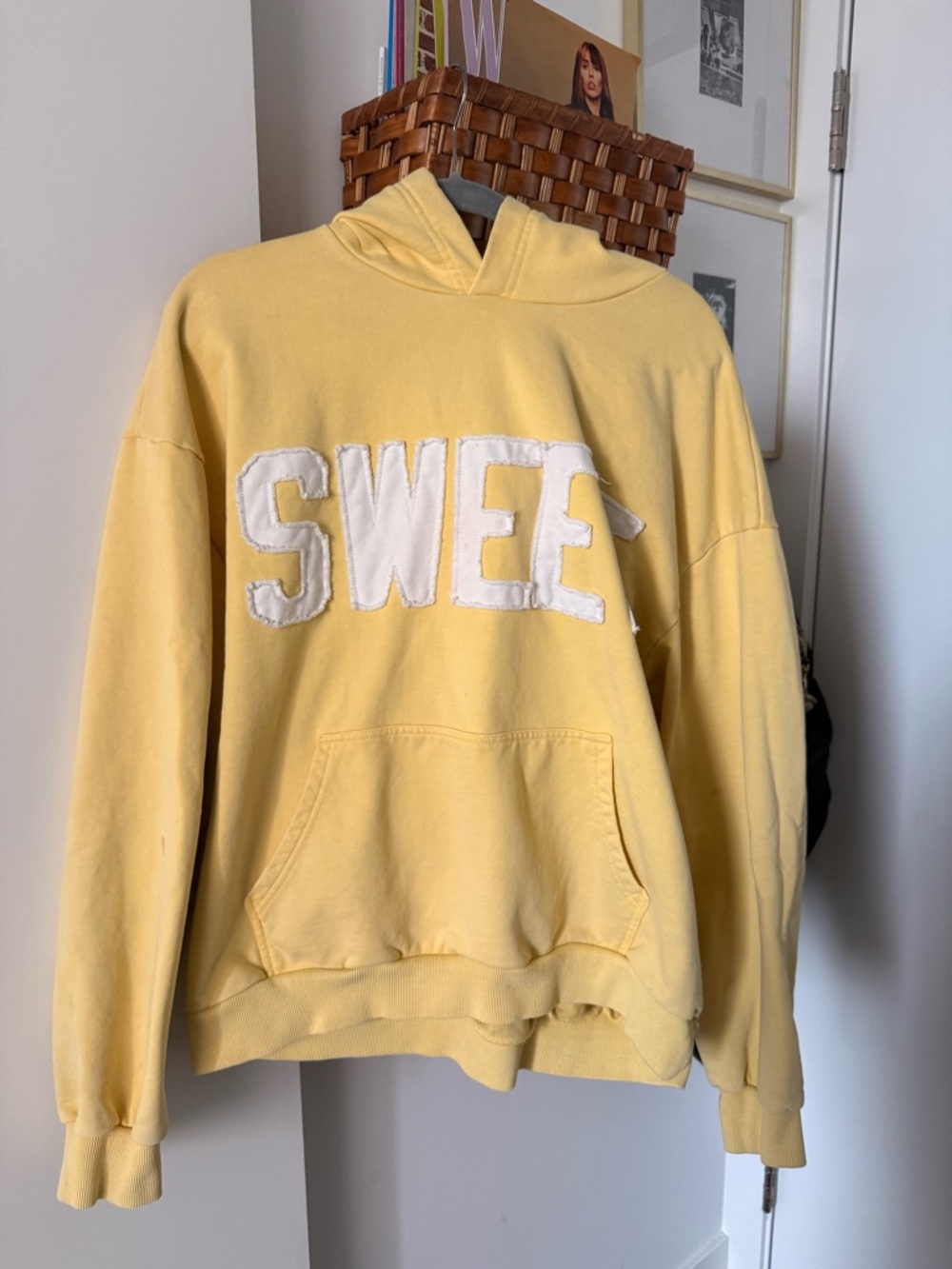 Yellow "SWEET" Appliqué Hoodie Sweatshirt